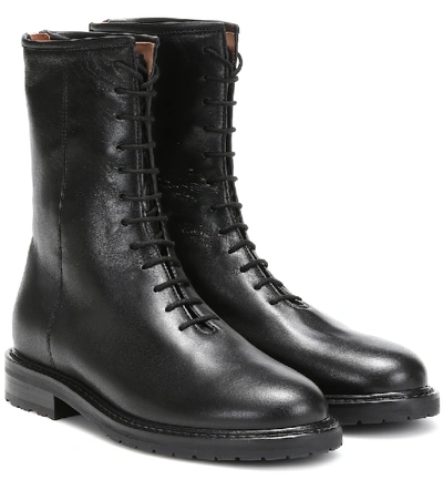 Shop Legres Combat Leather Ankle Boots In Black