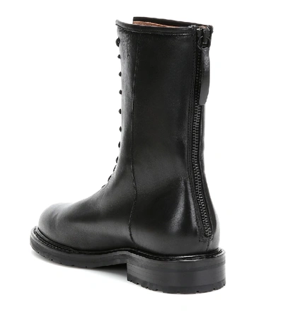 Shop Legres Combat Leather Ankle Boots In Black