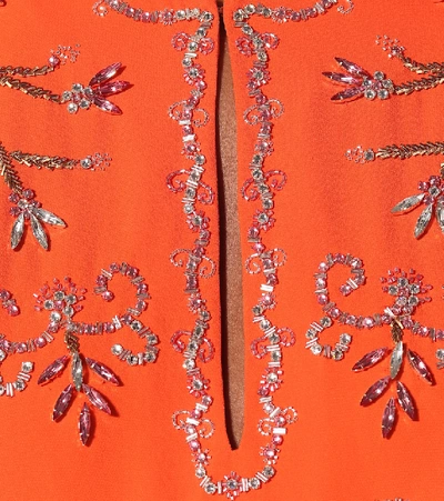 Shop Carolina Herrera Embellished Silk-crêpe Kaftan In Orange