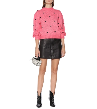 Shop Rixo London Ariana Heart-embroidered Sweater In Pink