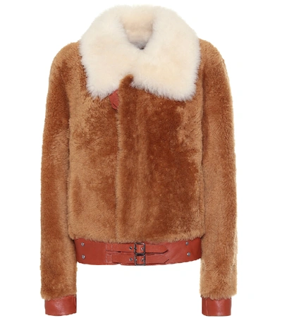 Shop Coach Shearling Jacket In Brown