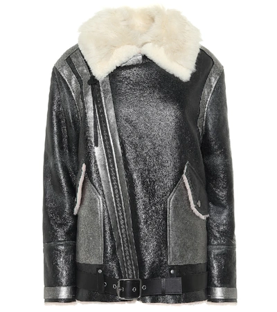 Shop Coach Shearling Leather Jacket In Black