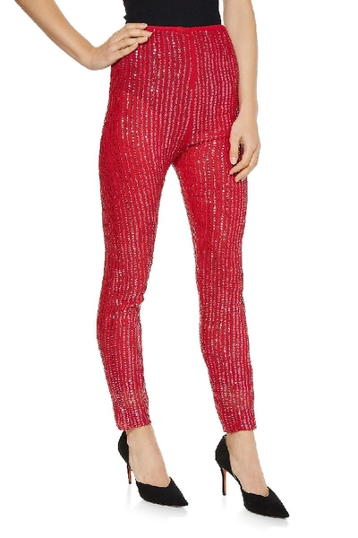 Pre-owned Halston Red Chiffon Sequin Pants