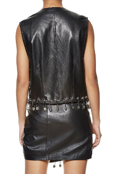 Pre-owned Versace 1990s Black Leather Safety Pin Vest