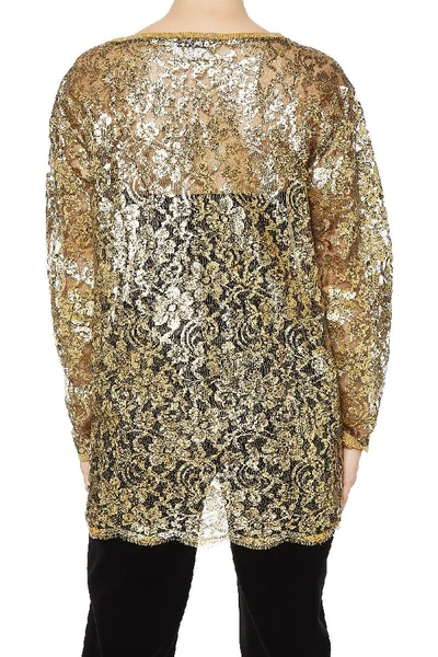 Pre-owned Dior Gold Woven Metallic Floral Top