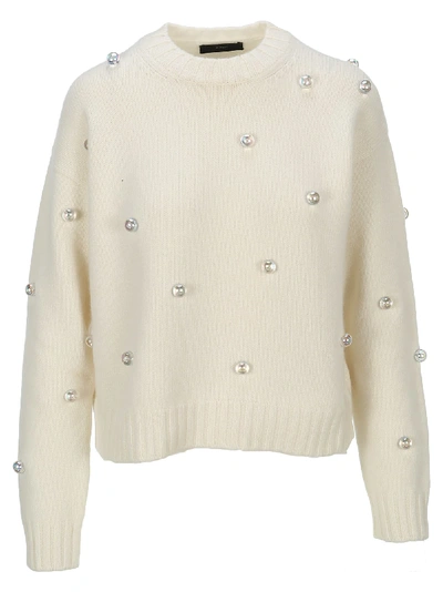 Shop Alanui Pearls Embellished Sweater In White