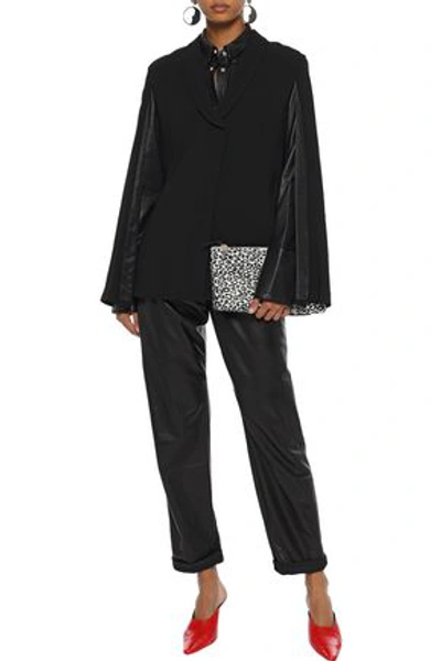 Shop A.l.c . Woman Valetta Cape-effect Textured-crepe Jacket Black
