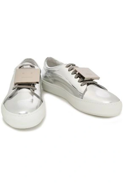 Shop Acne Studios Embellished Mirrored-leather Sneakers In Silver