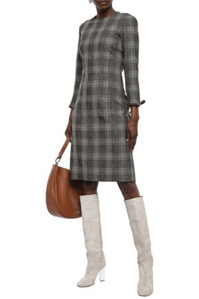 Shop Acne Studios Prince Of Wales Checked Wool And Cotton-blend Dress In Brown