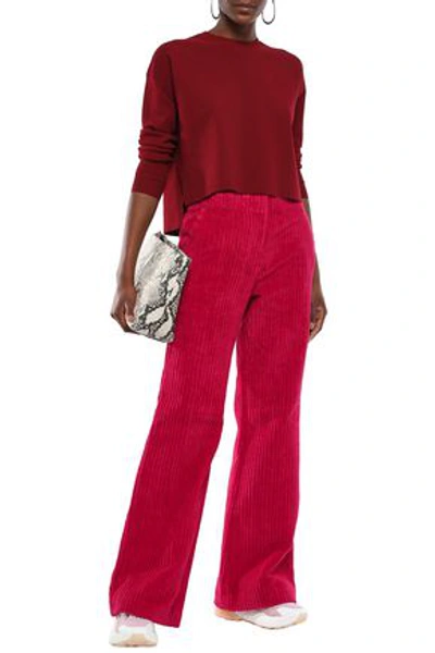 Shop Acne Studios Cotton-chenille Wide-leg Pants In Crimson