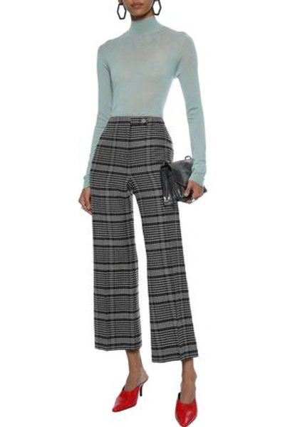 Shop Acne Studios Woman Cropped Checked Wool-blend Bootcut Pants Gray