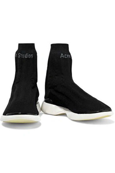 Shop Acne Studios Batilda Mesh-trimmed Stretch-knit Sneakers In Black