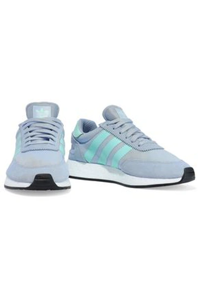 Shop Adidas Originals Woman I-5923 Leather And Suede-trimmed Neoprene Sneakers Sky Blue