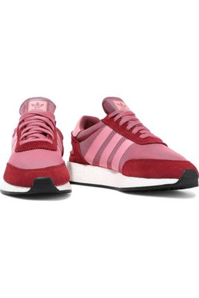 Shop Adidas Originals Woman I-5923 Leather And Suede-trimmed Neoprene Sneakers Fuchsia