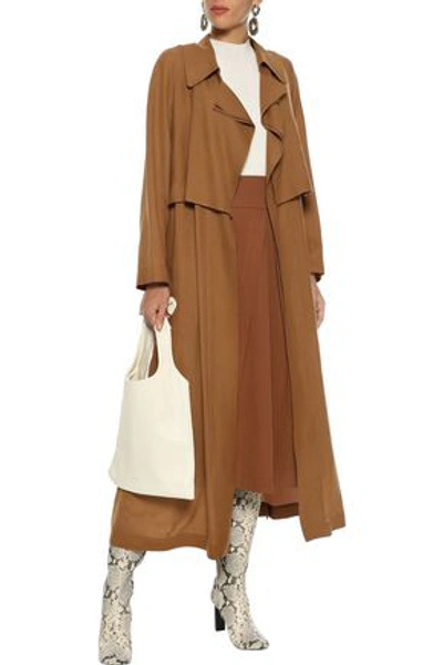 Shop Agnona Woman Wool And Cashmere-blend Trench Coat Light Brown