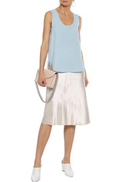 Shop Agnona Woman Crepe De Chine Tank Sky Blue