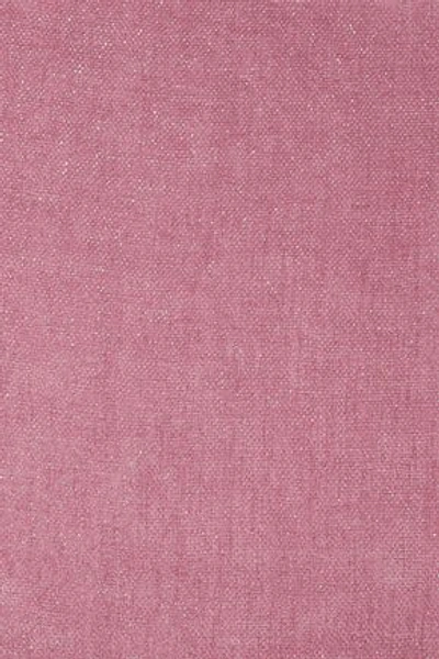Shop Brunello Cucinelli Woman Frayed Metallic Woven Scarf Pink