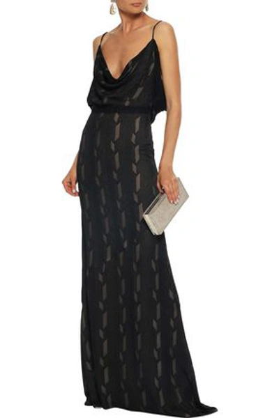 Shop Antonio Berardi Woman Open-back Draped Fil Coupé Silk-blend Gown Black