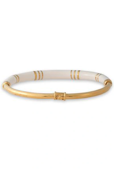 Shop Aurelie Bidermann 18-karat Gold-plated Enamel Choker In White