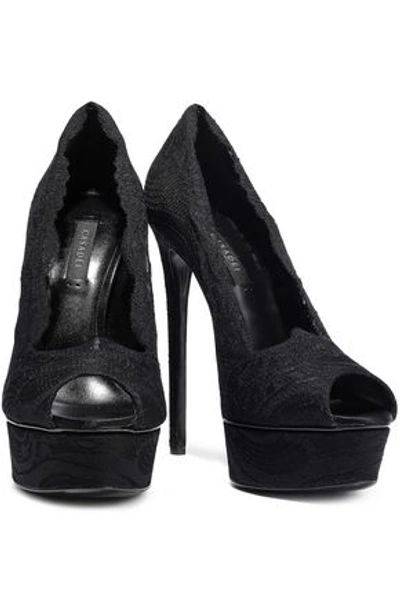 Shop Casadei Lace Platform Pumps In Black