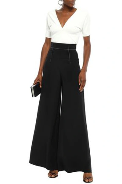 Shop Cushnie Woman Silk-cady Wide-leg Pants Black