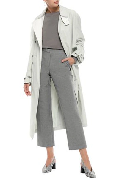 Shop Haider Ackermann Coated Cotton-blend Twill Trench Coat In Grey Green