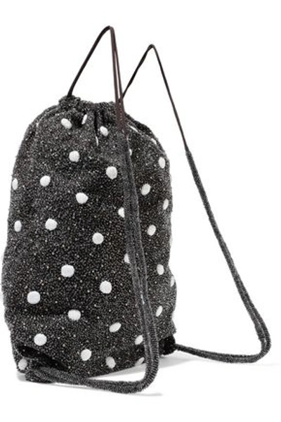 Shop Ganni Wintour Beaded Crepe Backpack In Chocolate