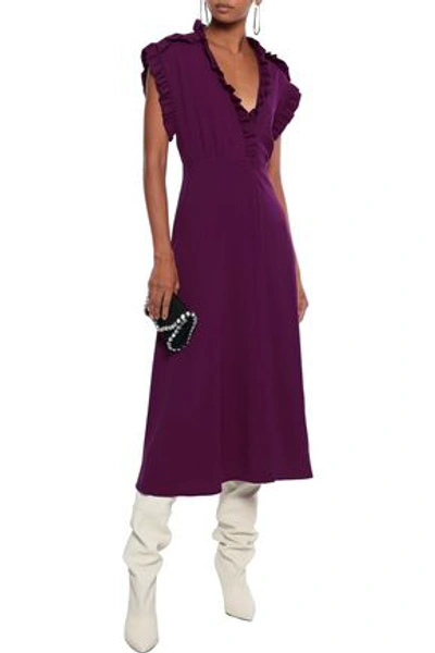 Shop Iro Woman Hurray Ruffle-trimmed Stretch-crepe Midi Dress Purple