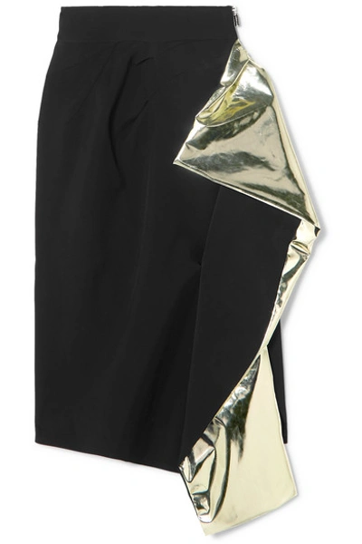 Shop Maticevski Alkali Draped Metallic Foil-trimmed Crepe Skirt In Black