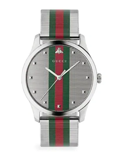 Shop Gucci G-timeless Stainless Steel & Mesh Bracelet Watch In Silver