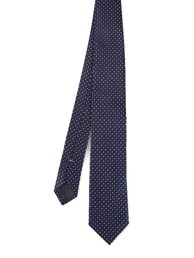 Shop Ermenegildo Zegna Pinpoint Dark Blue Tie