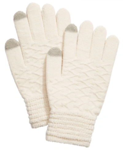Shop Steve Madden Lurex Zig Zag Itouch Gloves In Ivory