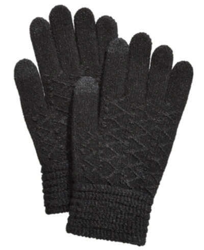 Shop Steve Madden Lurex Zig Zag Itouch Gloves In Black