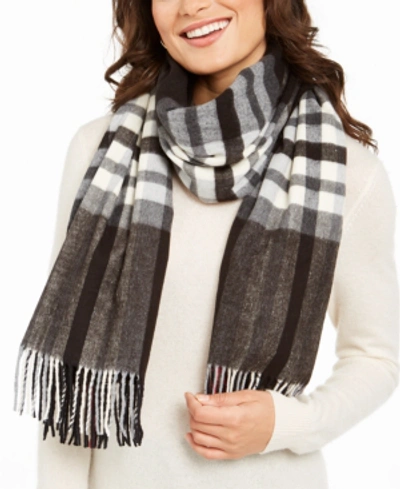 Shop Fraas Women's Eco-exploded Plaid Wrap Cashmink Scarf In Black