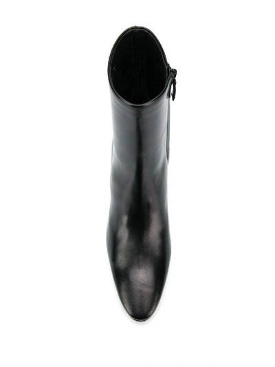 Shop Balenciaga Oval Leather Booties Black