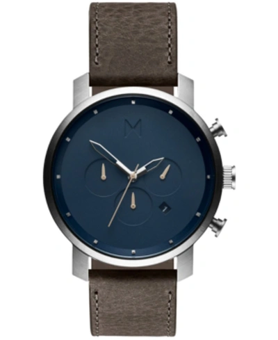Shop Mvmt Men's Chrono Cedar Leather Strap Watch 45mm In Grey