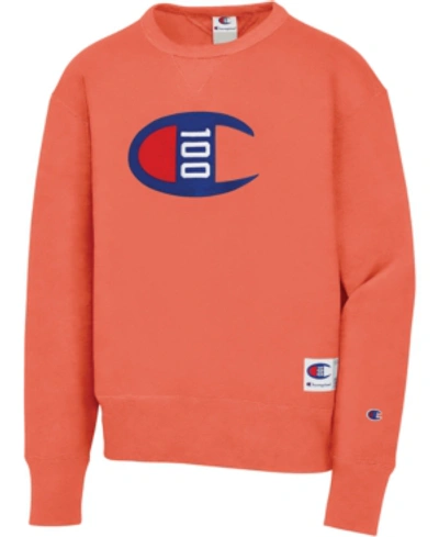 Shop Champion Men's Century Logo Sweatshirt In Groovy Papaya