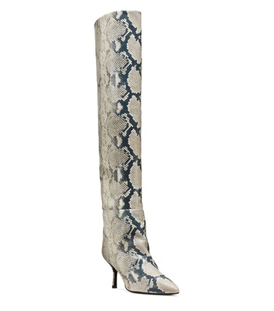 Shop Stuart Weitzman Millie In Black And White Python Printed Leather