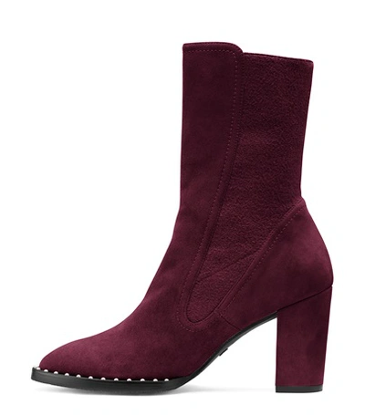 Shop Stuart Weitzman Fifer 80 Pearl In Cranberry Suede With Stretch Elastic