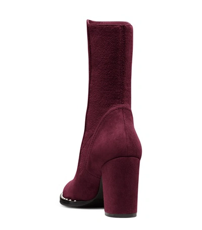 Shop Stuart Weitzman Fifer 80 Pearl In Cranberry Suede With Stretch Elastic