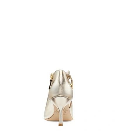 Shop Stuart Weitzman Avita 75 In Platino Gold Metallic Nappa Leather