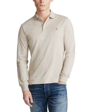 Polo Ralph Lauren Men's Long Sleeve Soft Cotton Polo Shirt In Tuscan Beige Heather | ModeSens