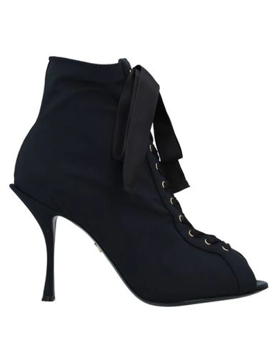 Shop Dolce & Gabbana Woman Ankle Boots Black Size 7.5 Polyamide, Elastane, Polyester