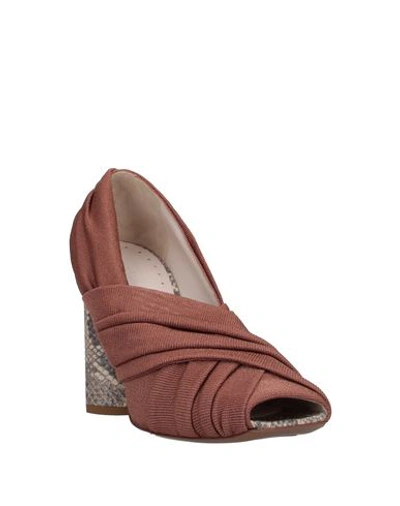 Roberto Cavalli Square Toe Snake Embossed Block Heel Pump In Brown