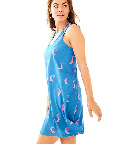 Shop Lilly Pulitzer Melle Trapeze Tank Dress In Lapis Blue Croc Half Drop