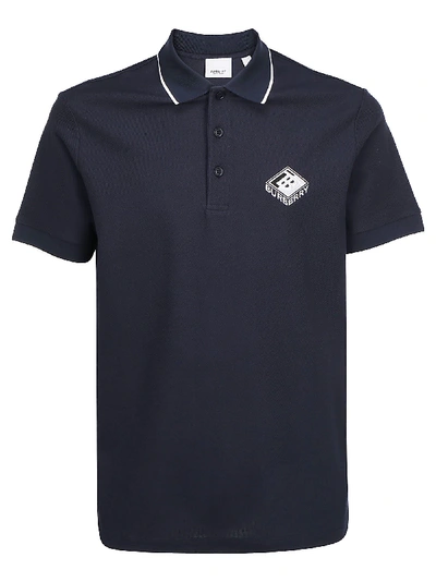 Shop Burberry Aiden Polo Shirt In Navy
