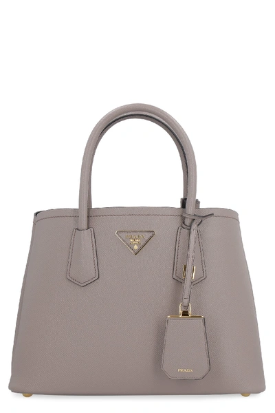Shop Prada Double Saffiano Leather Bag In Grey