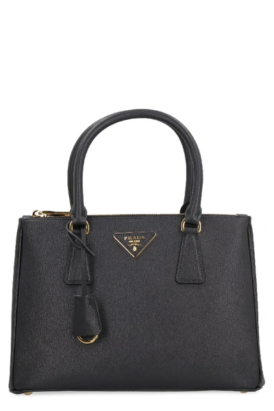 Shop Prada Galleria Leather Handbag In Black