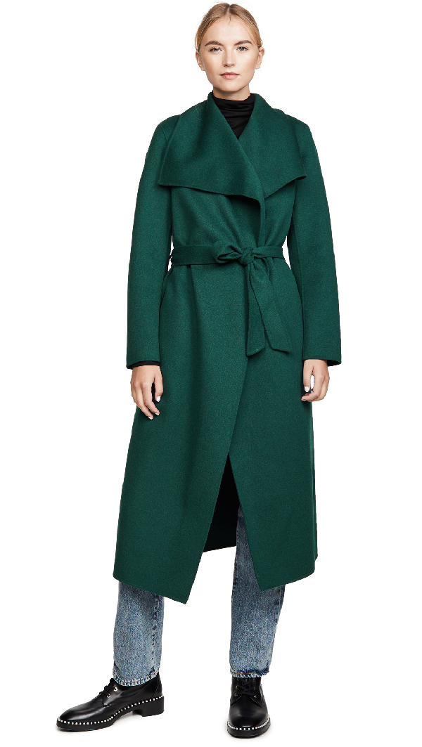 green wool wrap coat