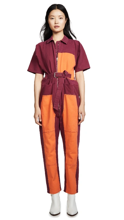 Shop Rachel Comey Handy Jumpsuit In Burgundy